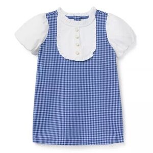 Brand New Janie & Jack Girls Blue Houndstooth Puff Sleeve Dress, Size 7, NWT
